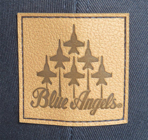 Blue Angels Navy Blue Cotton Leather Patch Cap