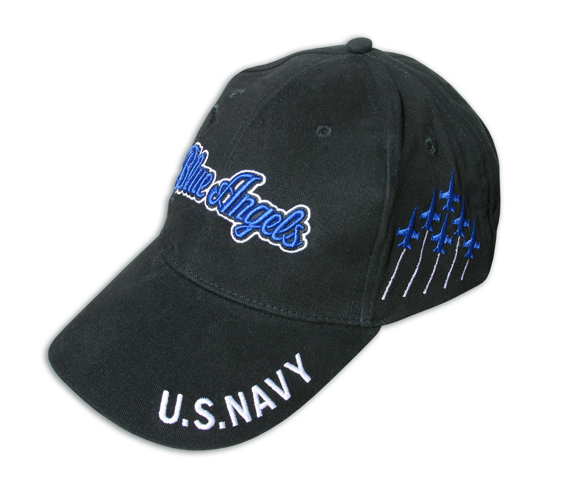 Blue Angels Embroidered Black and Royal Tonal Crest Cap