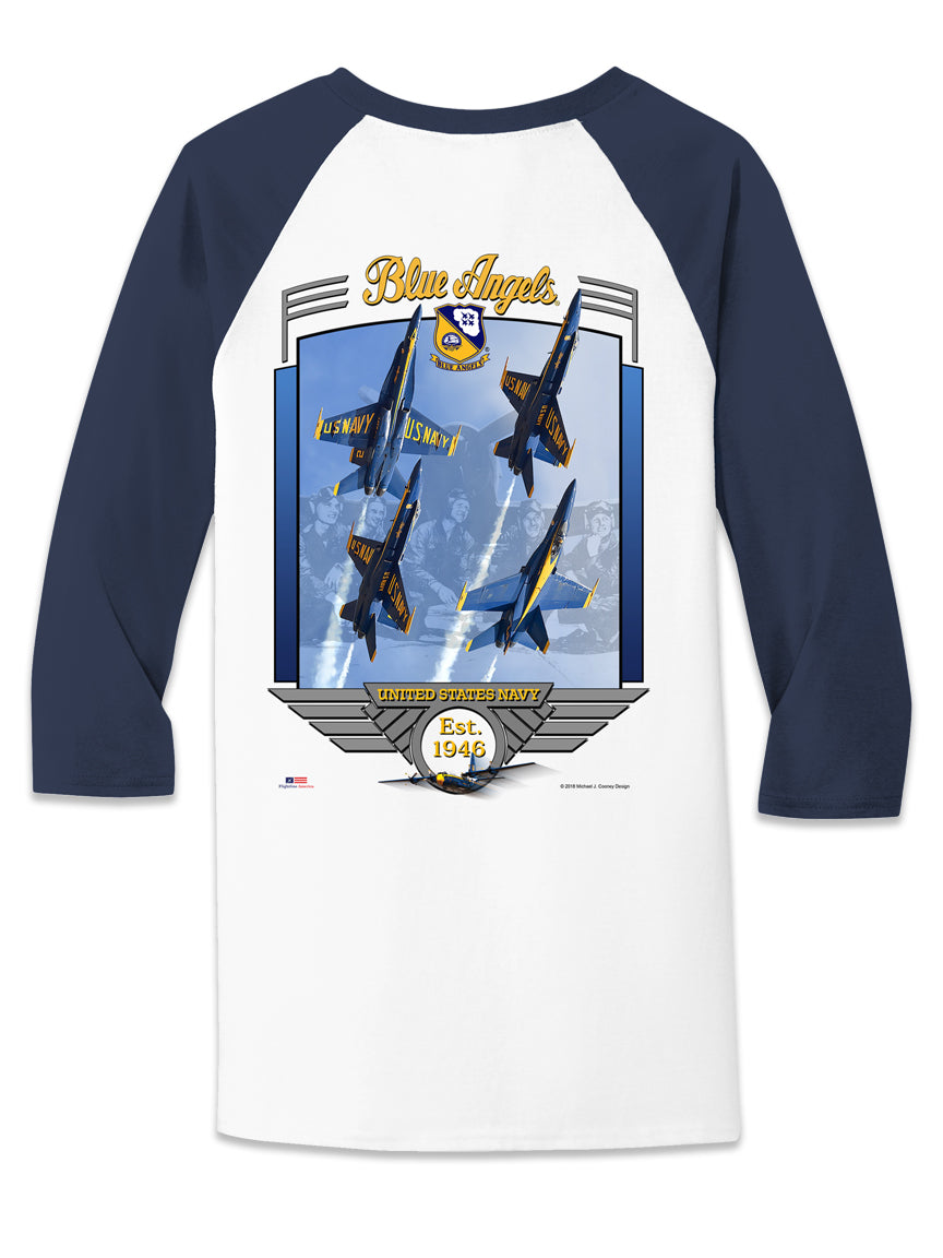 Blue Angels Heavy Cotton 3/4 Sleeve Raglan T Shirt