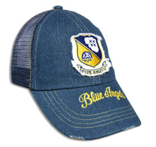 Load image into Gallery viewer, Blue Angels Distressed Denim Mesh Embroidered Cap