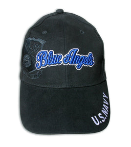 Blue Angels Embroidered Black and Royal Tonal Crest Cap