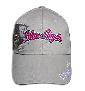 Blue Angels Ladies Tonal Khaki and Pink Bling Embroidered Cap