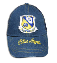 Load image into Gallery viewer, Blue Angels Distressed Denim Mesh Embroidered Cap