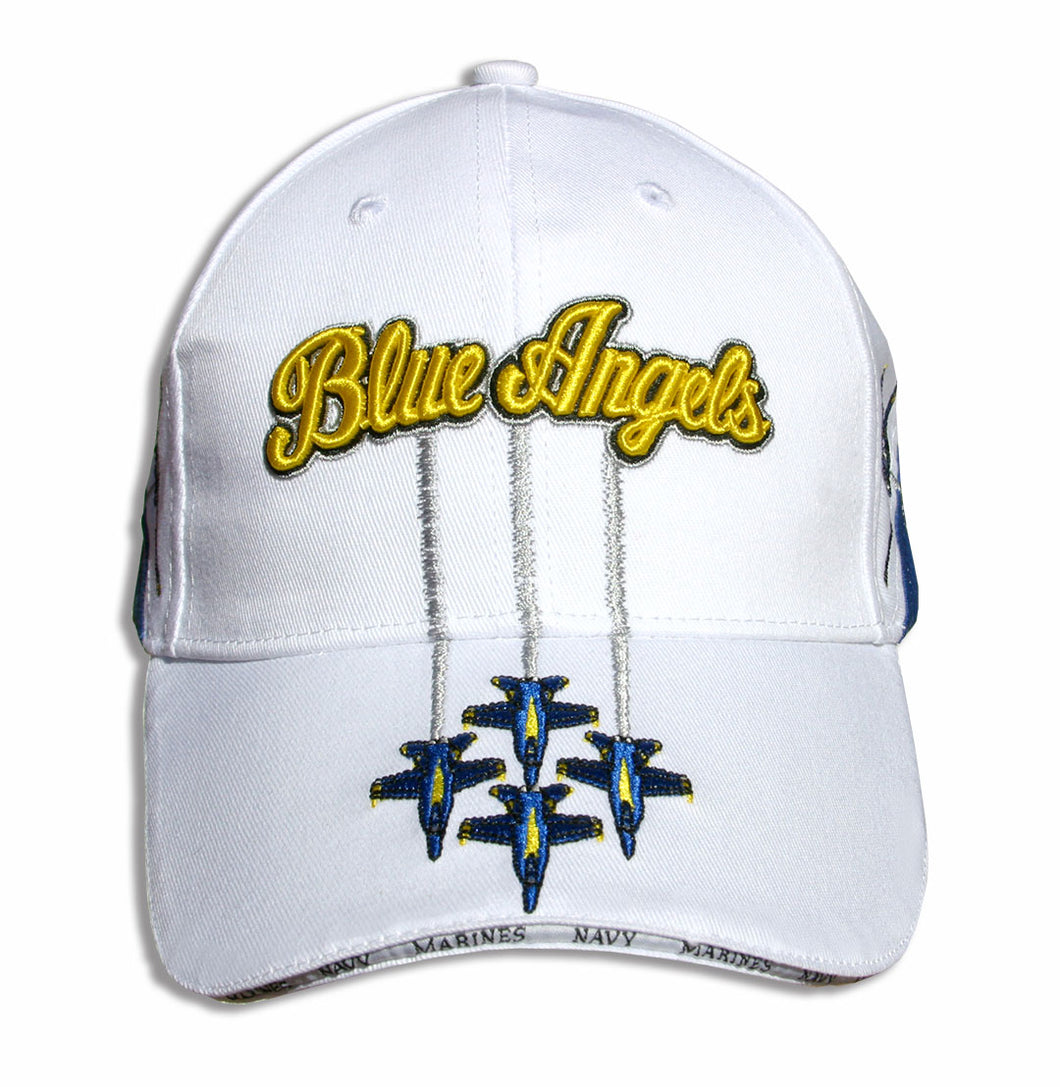 Blue Angels White, Royal and Gold Diamond Solo Embroidered Cap