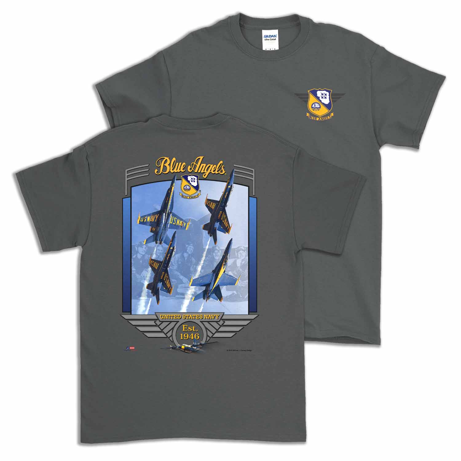 Genuine U.S. T-SHIRT: BLUE ANGELS NAVY FLIGHT DEMONSTRATION TEAM - SHORT  SLEEVE